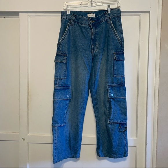 OAK + FORT Blue Wide Leg Cargo Jeans Size 26 - Picture 1 of 7